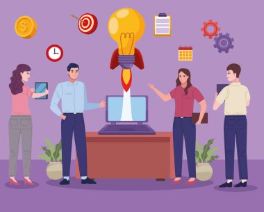 teamwork and rocket start up scene