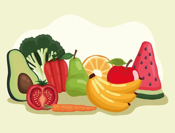 Frukt Och Grönsaker Hälsosam Mat — Stock vektor