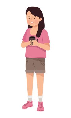 woman with coffee mug character