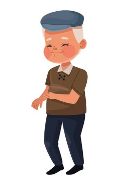 old man wearing beret character