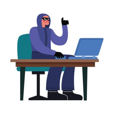 hacker using laptop character scene