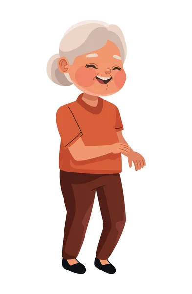 Old Woman Dancing Happy Character —  Vetores de Stock