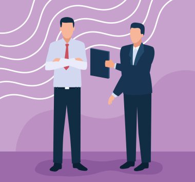 businessmen workers with documents characters