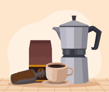 coffee shop products set icons