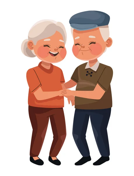 Grandparents Couple Dancing Happy Characters — 图库矢量图片