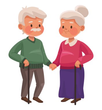 grandparents couple with canes characters