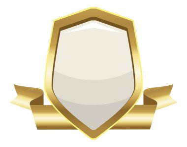 golden shield and ribbon icon