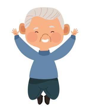 japanese old man celebrating character