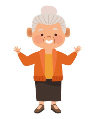 happy old woman smiling character