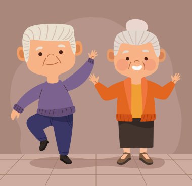 old couple smiling happy characters