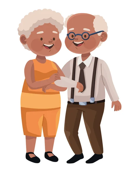 Afro Grandfathers Couple Happy Characters — Vetor de Stock