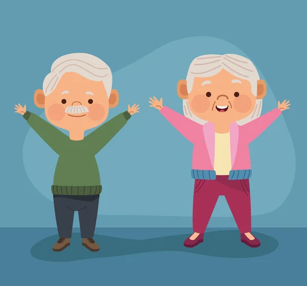 Happy Old Couple Celebrating Characters – Stock-vektor