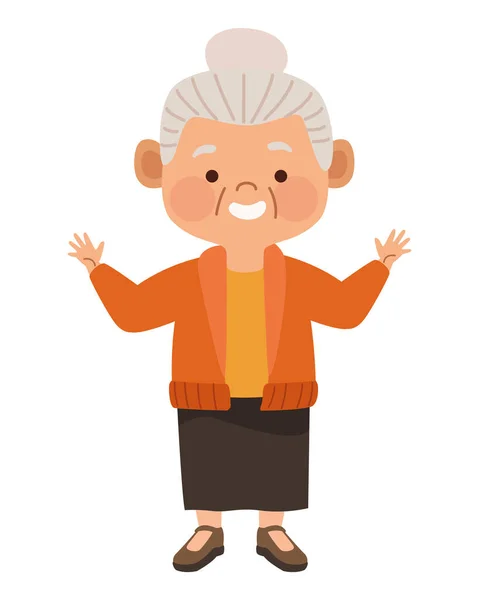 Happy Old Woman Smiling Character — Image vectorielle