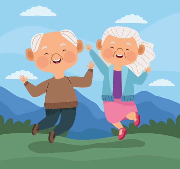 old couple in landscape characters