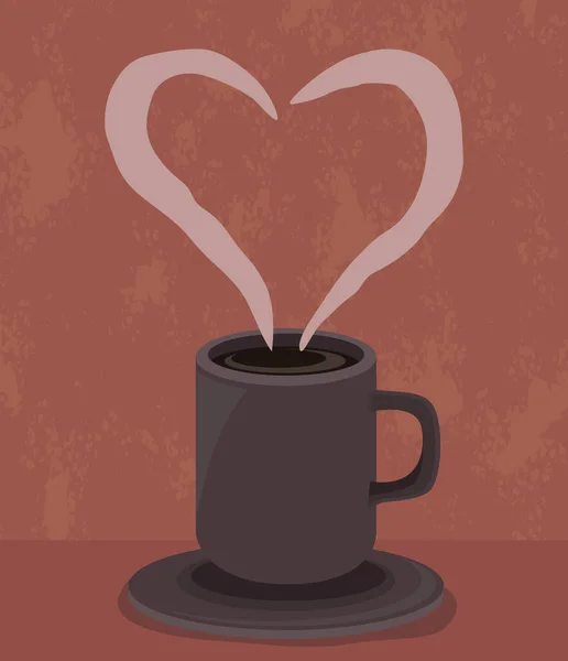 Hot Coffee Mug Heart — Stok Vektör