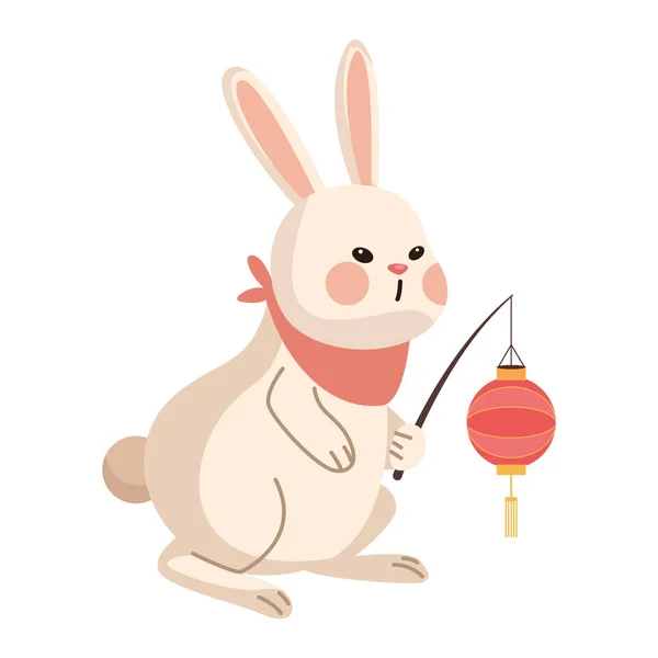 Mid Autumn Rabbit Lamp Character — Vetor de Stock