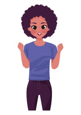 happy afro woman standing character