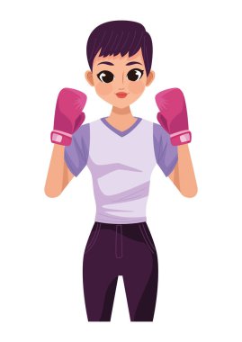 woman with pink boxing gloves character