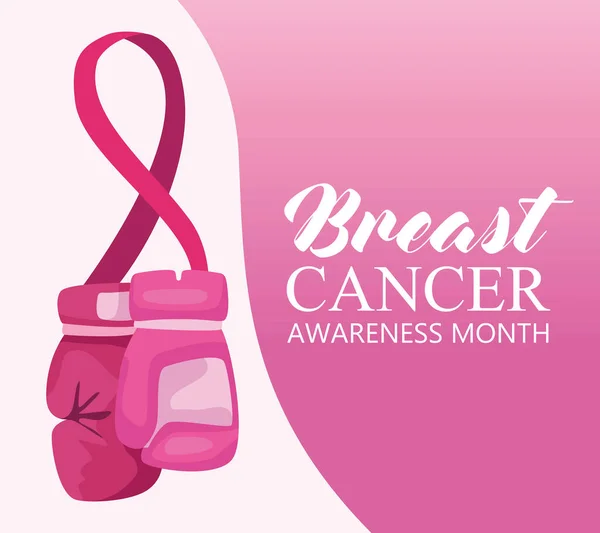 Breast Cancer Boxin Gloves Card — Stockvector