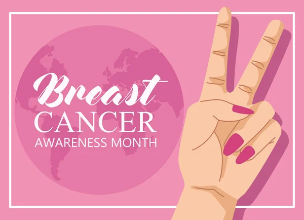 Breast Cancer Awareness Lettering Poster Hand — Stockvector