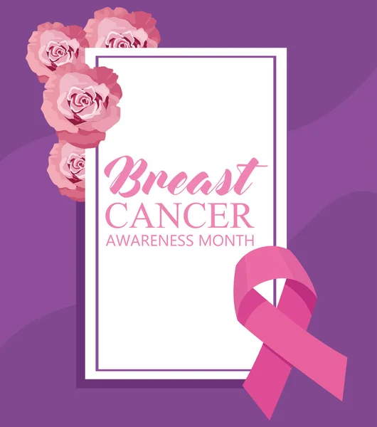 Breast Cancer Awareness Rectangle Frame Card — Stockvector