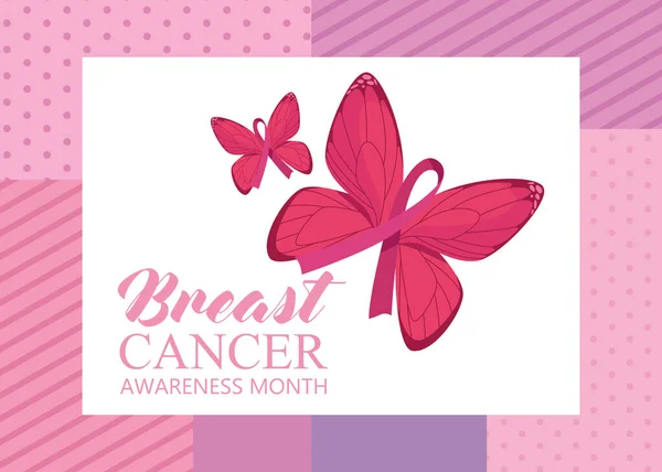 Breast Cancer Awareness Campaign Butterflies — Vetor de Stock