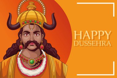 happy dussehra lettering template with ravana