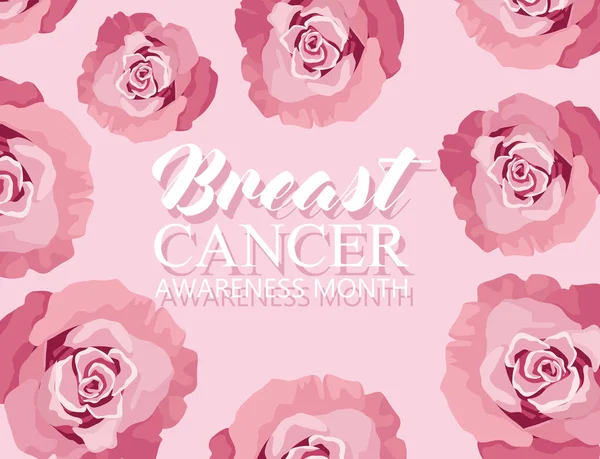 Breast Cancer Awareness Frame Roses — ストックベクタ