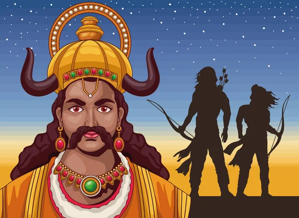 Rama King Dussehra Scene Poster — Stok Vektör