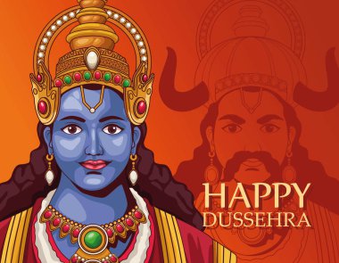 happy dussehra lettering postcard with lord rama