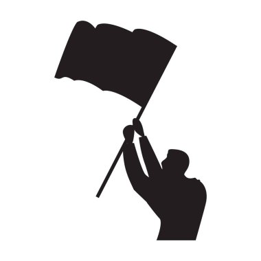 person waving flag silhouette icon