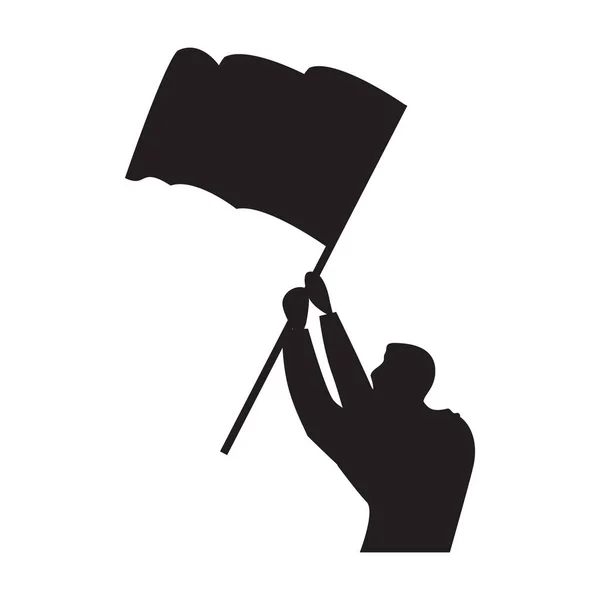 Person Waving Flag Silhouette Icon — ストックベクタ