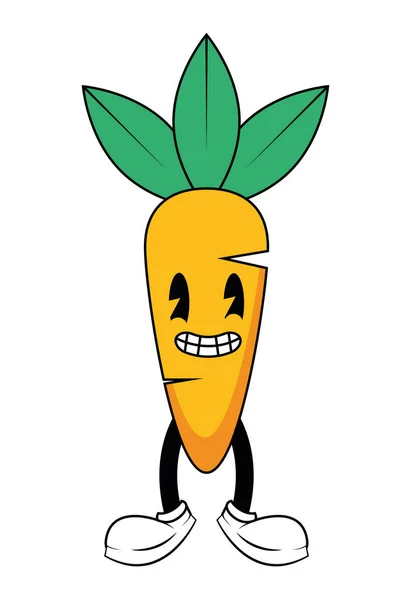 Carrot Cartoon Old School Character —  Vetores de Stock