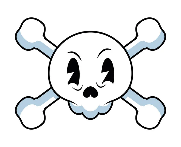 Skull Head Cartoon Old School Character — Stock Vector