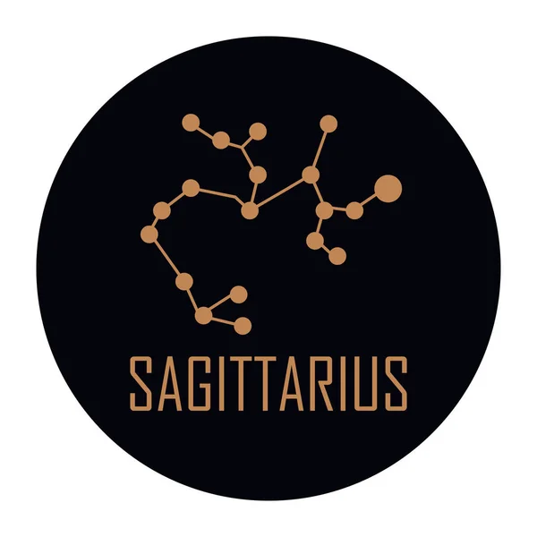 Sagittarius Costellation Golden Stars Icon — Vector de stock