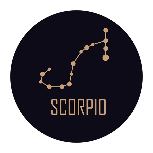 Scorpio Costellation Golden Stars Icon — Vector de stock