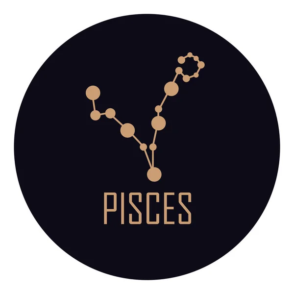 Pisces Costellation Golden Stars Icon — Vector de stock