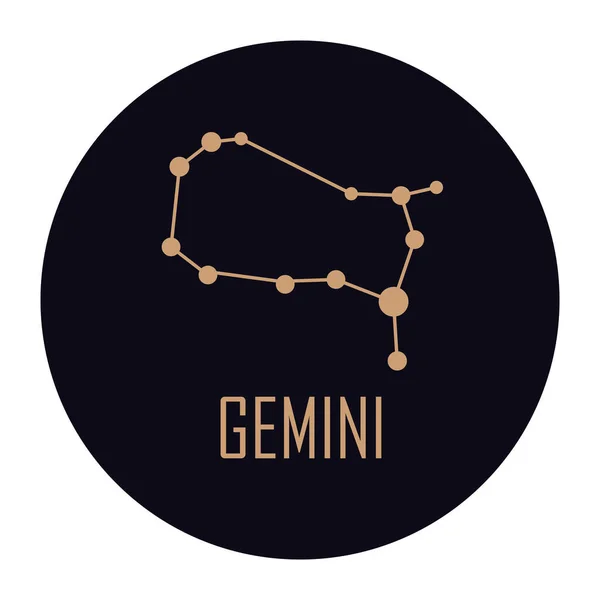 Gemini Costellation Golden Stars Icon — Vector de stock