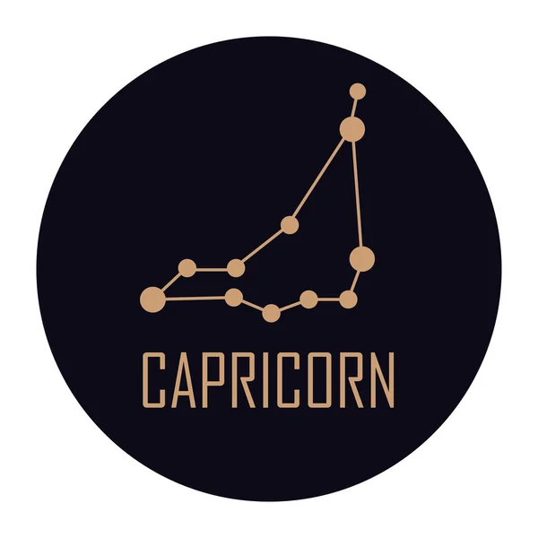 Capricorn Costellation Golden Stars Icon — Vector de stock