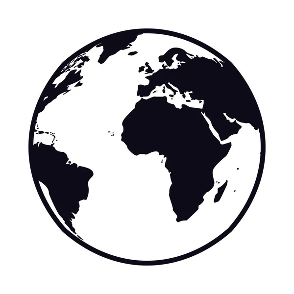 World Planet Earth Silhouette Icon — ストックベクタ