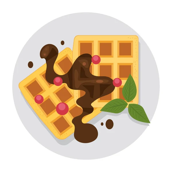 Pancakes Chocolate Syrup Breakfast — Vector de stock