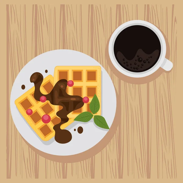 Pancakes Coffee Breakfast Airview — Stok Vektör