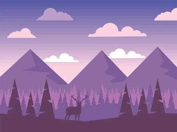 Reindeer Forest Scene — Stockvektor