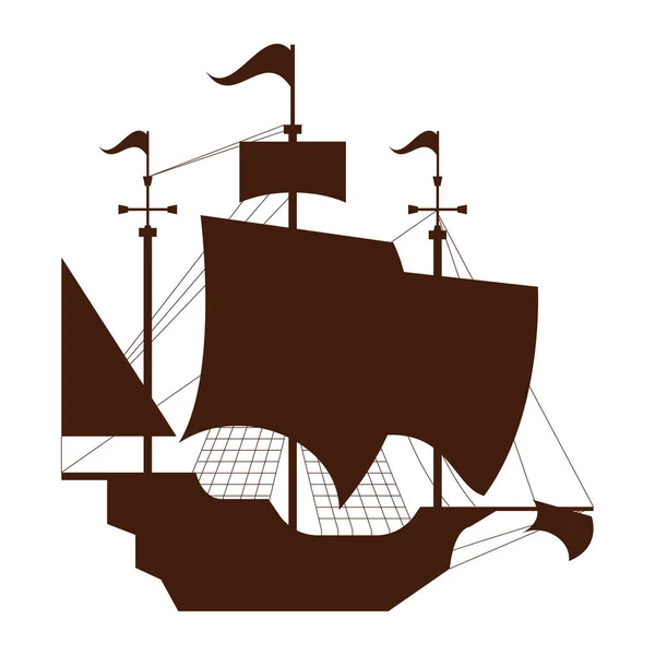 Colomb Caravelle Silhouette Icône Style — Image vectorielle