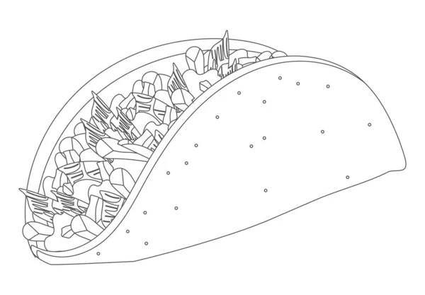 Taco Mexican Sketch Style Icon — Vetor de Stock