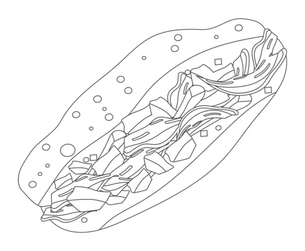 Fresh Burrito Mexican Fast Food Sketch — Stock Vector