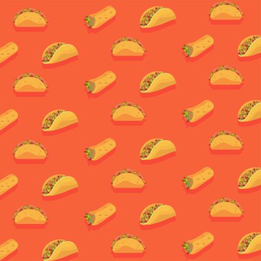 mexican tacos and burritos pattern background