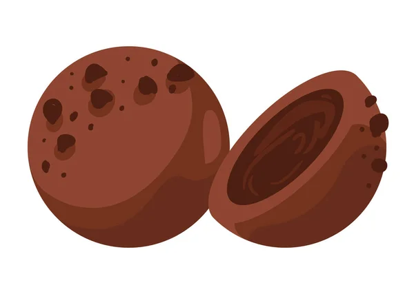 Tatlı Çikolata Topu Lezzetli Ikon — Stok Vektör