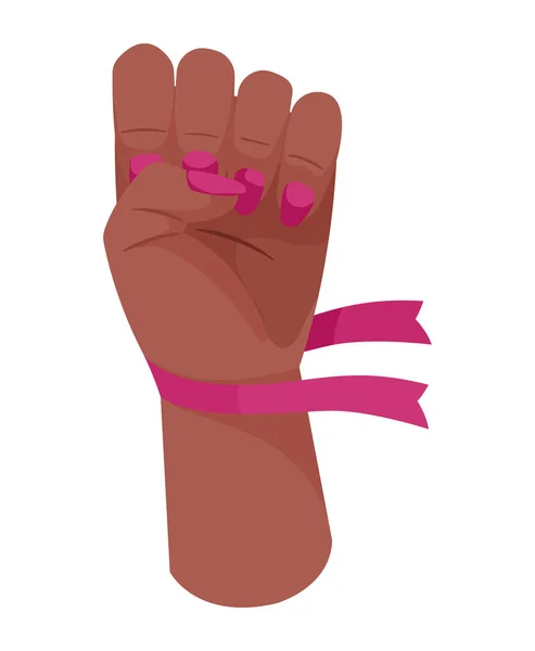 Breast Cancer Ribbon Hand Fist Icon —  Vetores de Stock