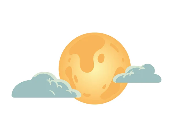 Полная Луна Облака Изолированный Значок — стоковый вектор